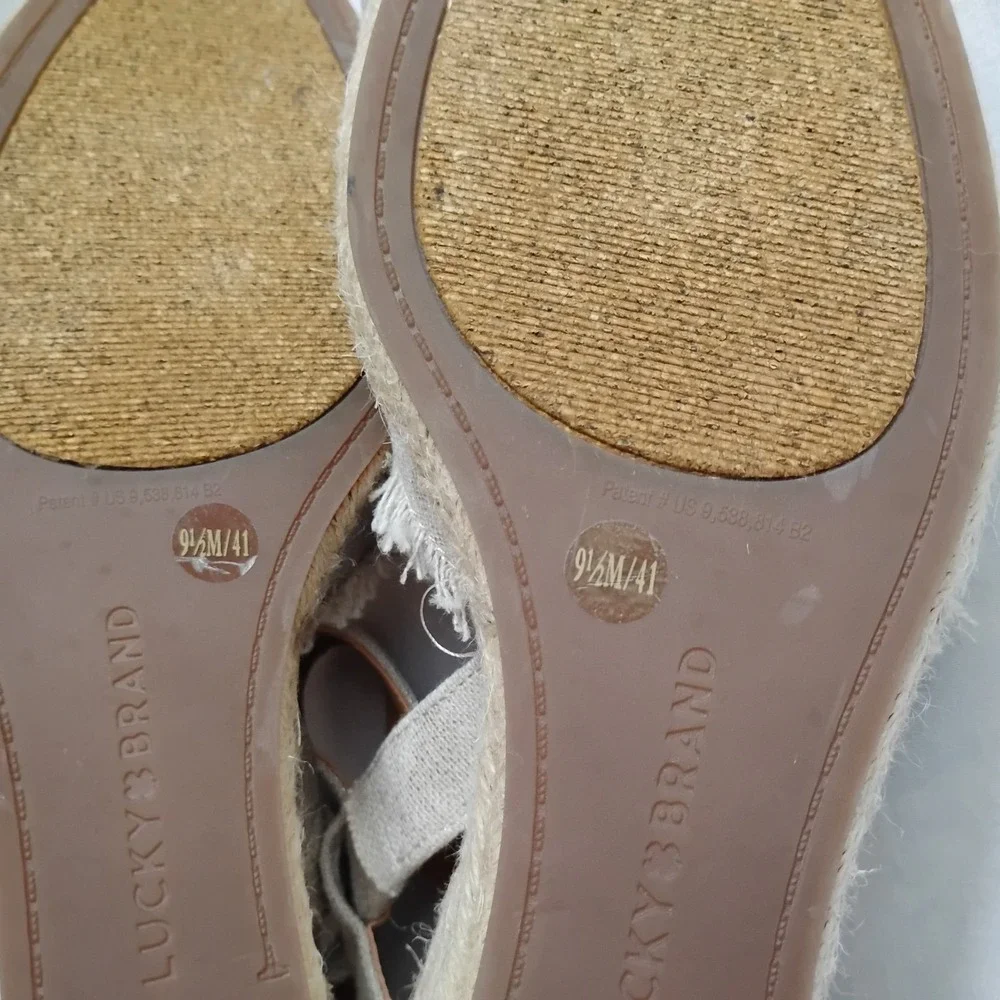 Lucky Brand Sandals 9.5 Mindra‎ Espadrille Wedge Beach Boho Resort